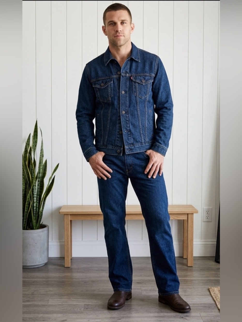 Vintage Levi's 505 Mens Straight Leg Jeans Size 38X34 Medium Wash Dark Blue